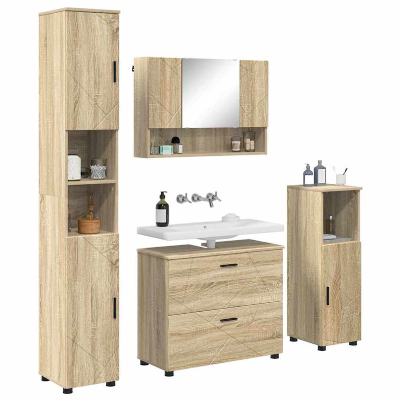 Bathroom Storage Furniture Set, Sonoma Oak
