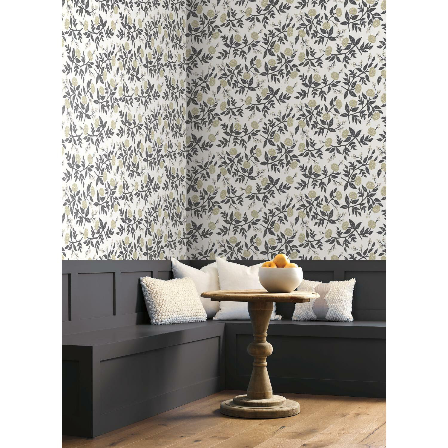 Peonies Wallpaper Roll, White/Black