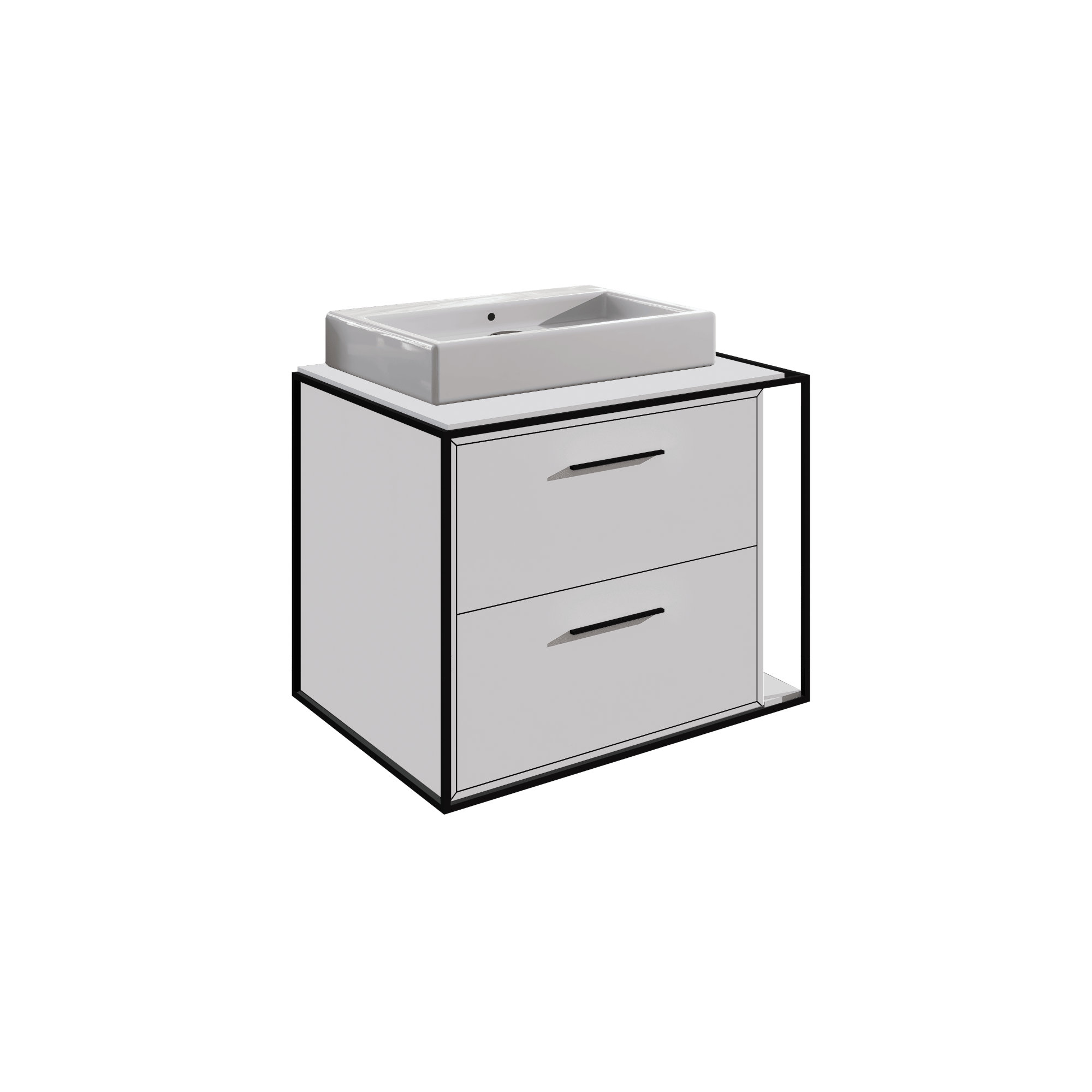 Linea 24'' Single Bathroom Vanity, Matte Black, Wall Mount, Matte White