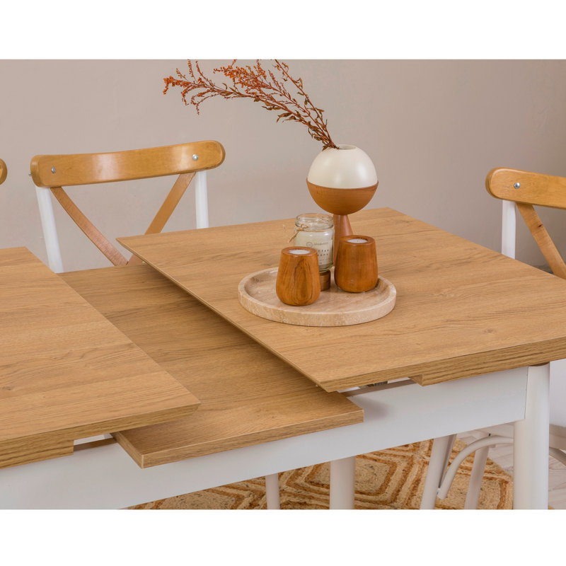 Sheryl 4 - Person Dining Set, Natural, Natural/White, White