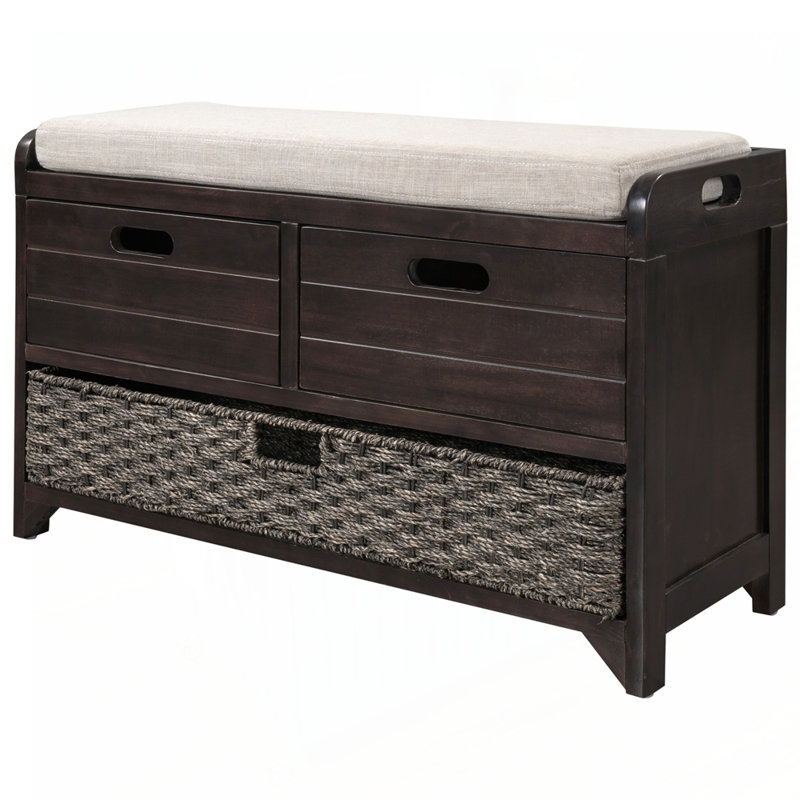 Entryway Bench with Removable Basket and Drawers, Espresso