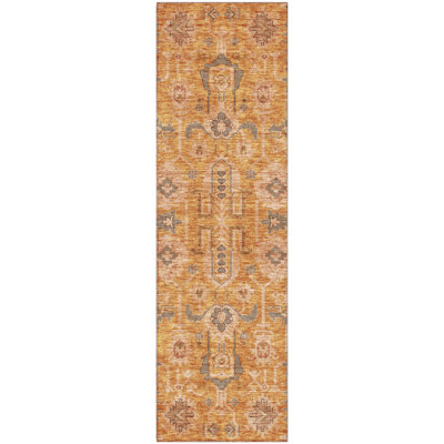 Premium Machine Washable Prisco Terracotta Rug