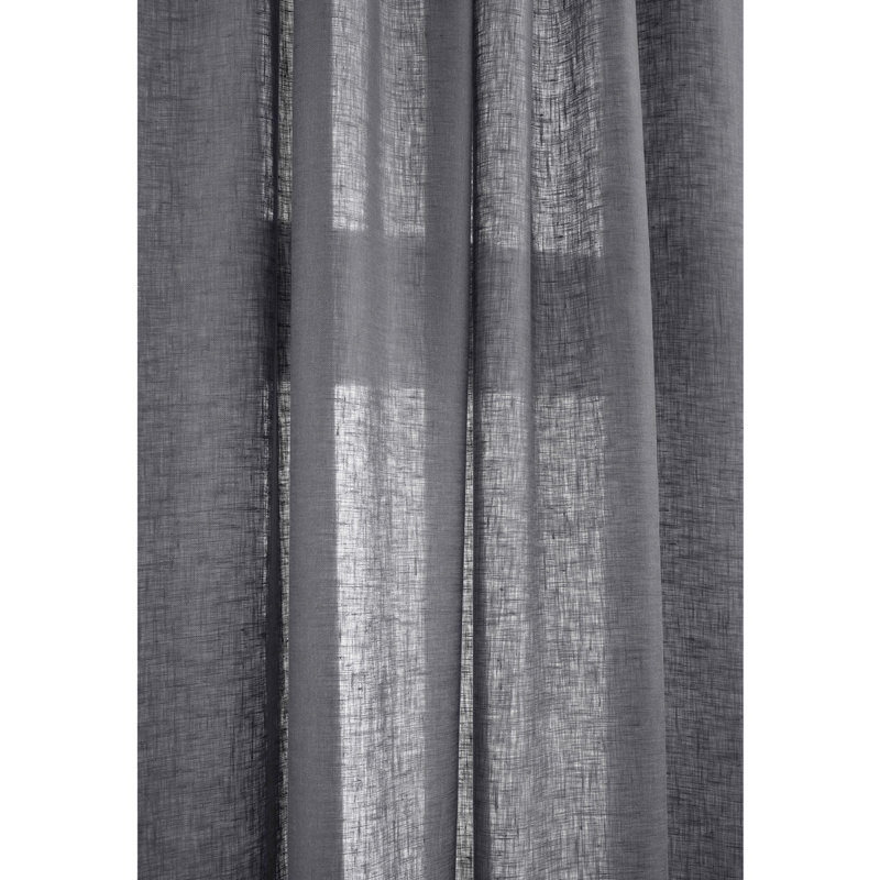 Sheer Curtain with Rod Pocket, Charcoal, 52" W x 63" L