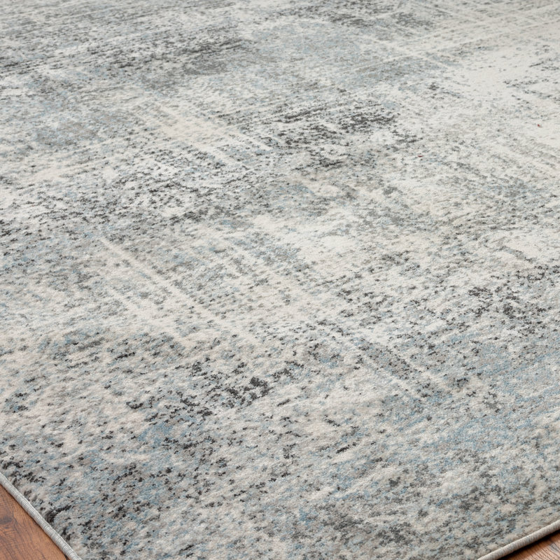 Abstract Area Rug in Grey, Runner 2'6" x 8'