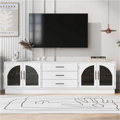 Storage TV Stand for TVs up to 75",Media Console Cabinet with Cabinets Adjustable Shelves with 3