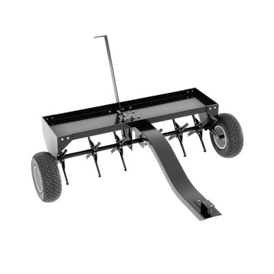 Aérateur de motoculteur 40 pouces robuste - 24 dents en acier, attelage global, plateau de poids, roues gonflables - Aération du sol profond pour les tracteurs, tondeuses, grandes pelouses - noir