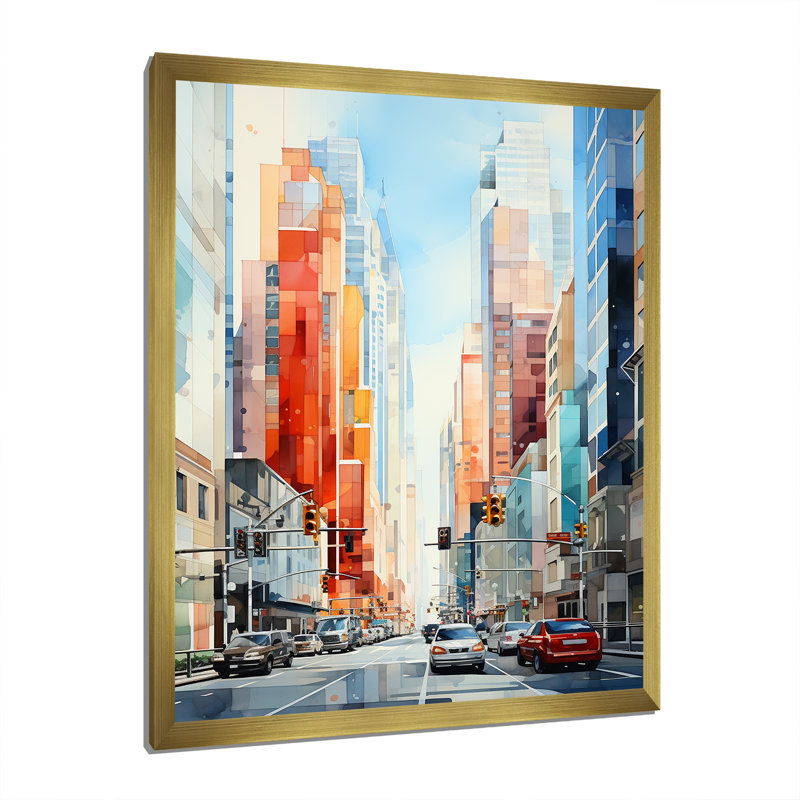Lamera Skyscrapers Urban Heights VI, reproduction d'art sur toile, H 40 po x l 30 po x P 1,5 po, Encadrement doré