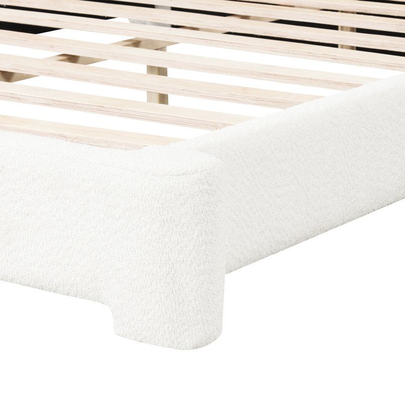 Grand lit tapissier blanc Boucle -, espace durable, élégant