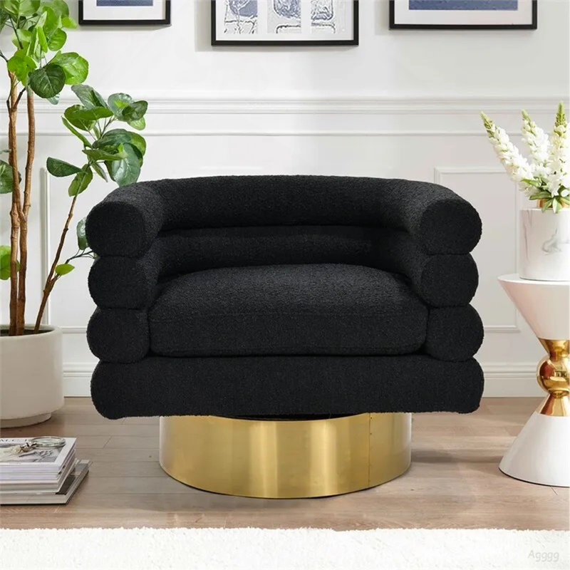 Fauteuil d'appoint pivotant en tissu Modern, Noir