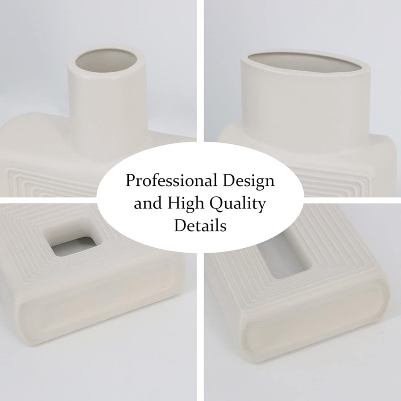 Ensemble de 2 vases carrés en céramique blanche 