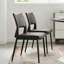 Chaise de salle à manger moderne en cuir noir avec support en métal (ensemble de 2)
