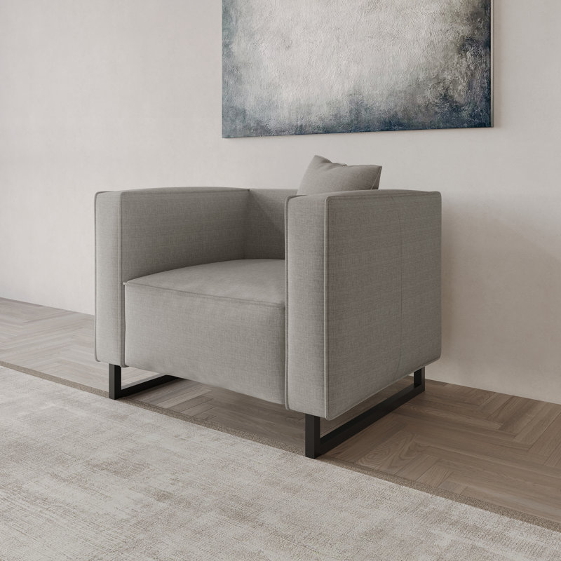 Chaise d'appoint rembourrée en lin, Gris