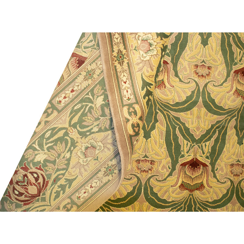 Tapis vert clair et vert noué à la main de haute qualité