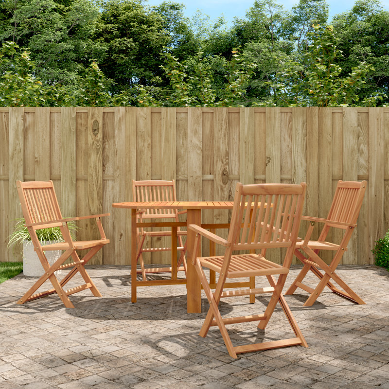 Forsythe 4 - Person Acacia Wood Patio Dining Set with Rectangular Table