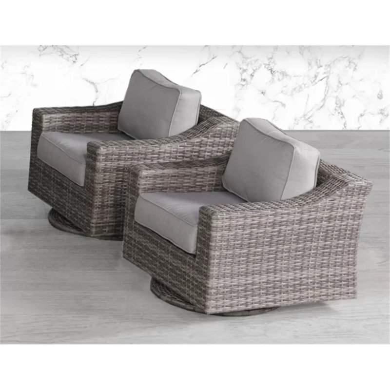 Élégante chaise de patio pivotante entièrement assemblée avec coussins luxueux - parfaite pour la détente en plein air (excluant la table)