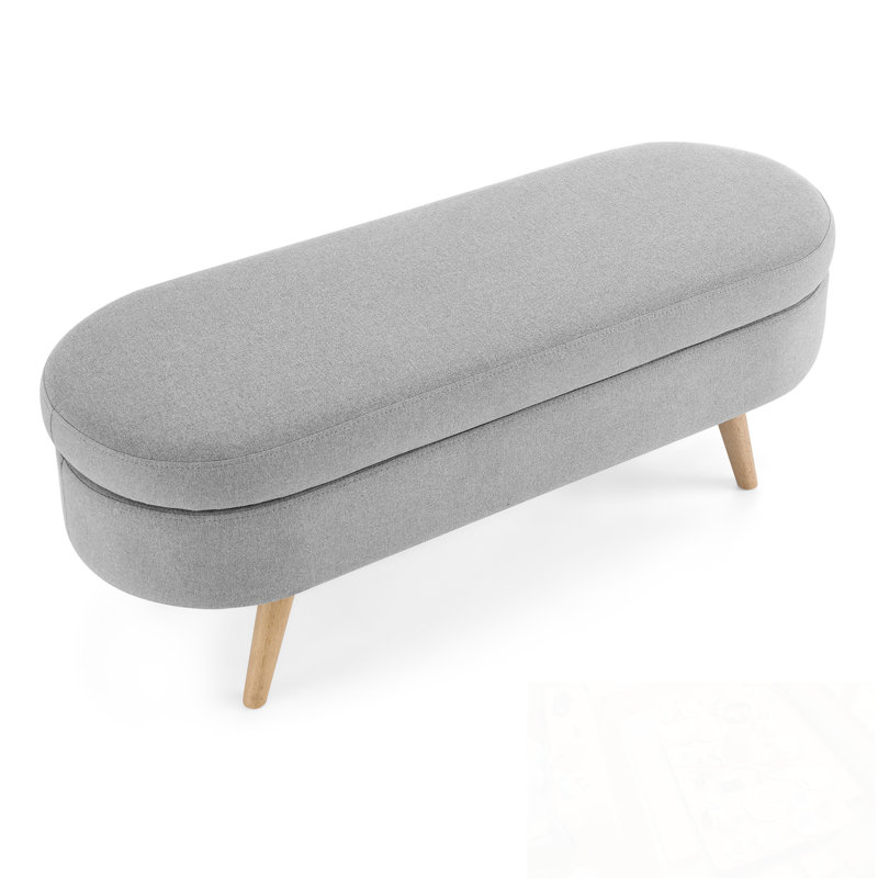 Banc rembourré avec espace de rangement, Gris