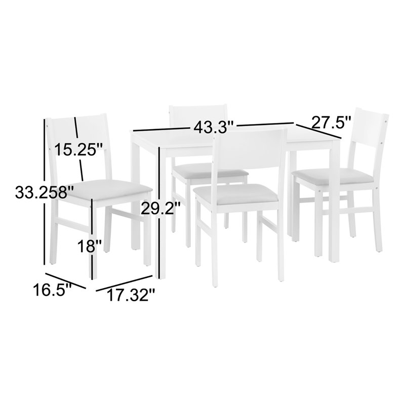 Mariann 4 - Person Solid Wood Solid Wood Top Four Leg Dining Set, White
