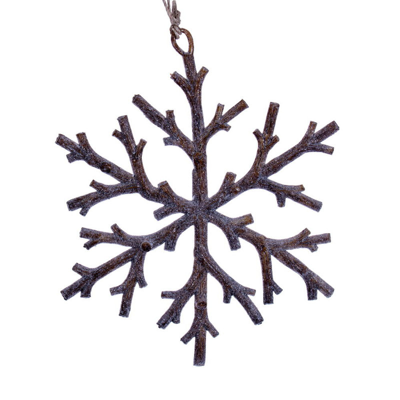 Vickerman 6" Frosted Beige Twig Snowflake Ornament. Includes 8 pieces per bag.