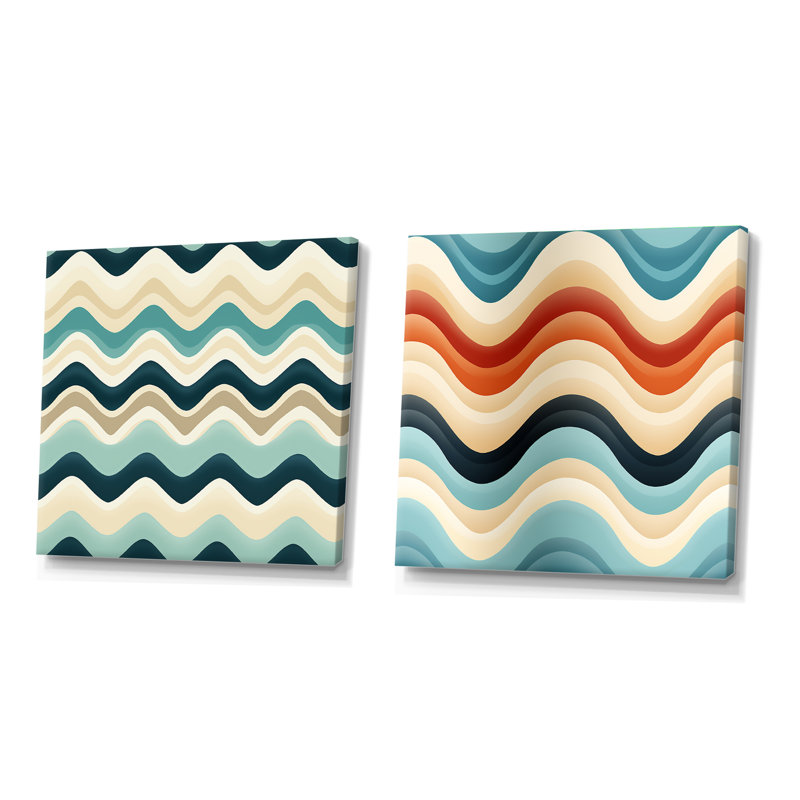 Chartrand - Abstract Shapes Square Collage Set Of 2, 36" H x 73" W, Wrapped Canvas