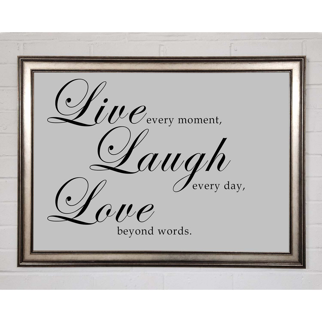 Familie Zitat Live Laugh Love 2 Grau - Einzelner Bilderrahmen Typografie