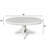Traditional 7-Piece Inch Oval Extendable Dining Set, White Finish With Brown Polyester Upholstered Chairs, Solid Rubberwood