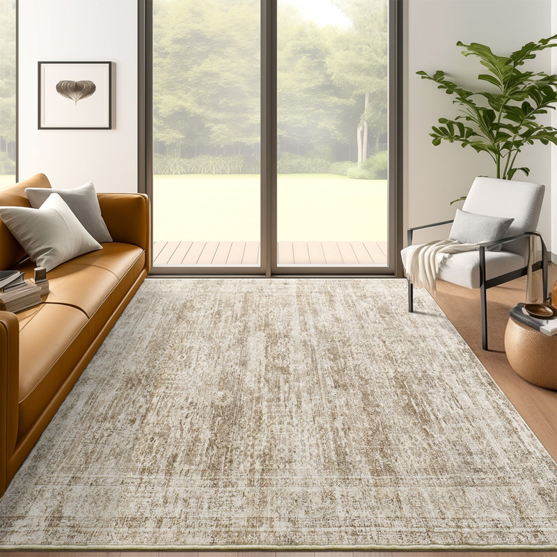 Tapis lavable rétro antidérapant (brun), Rectangle 4pi x 6 pi