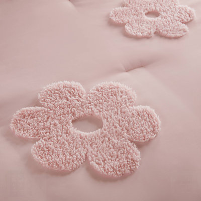 Floral Reversible Tufted Chenille Comforter Set With Flower Throw Pillow, Perfect For Cozy And Stylish Bedrooms
