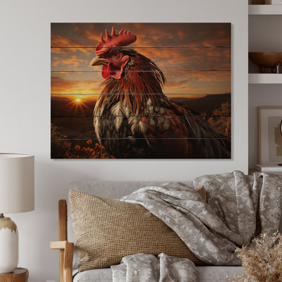 " Rooster Potrait At Dawns Landscape "
