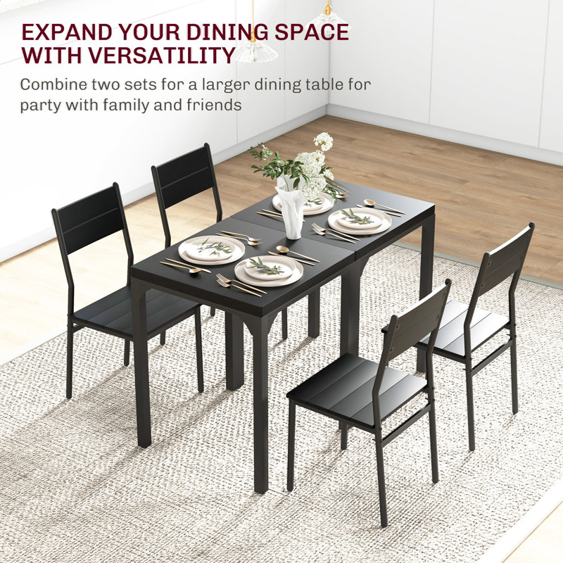 Black 3-Piece Modern Dining Set with Square Table and 2 Chairs