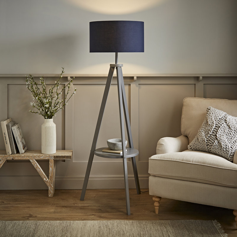 Ismay 149cm Tripod Floor Lamp, Grey, Navy Blue, Yes