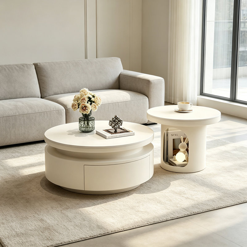 Modern Minimalist Coffee Table Wooden Drawer