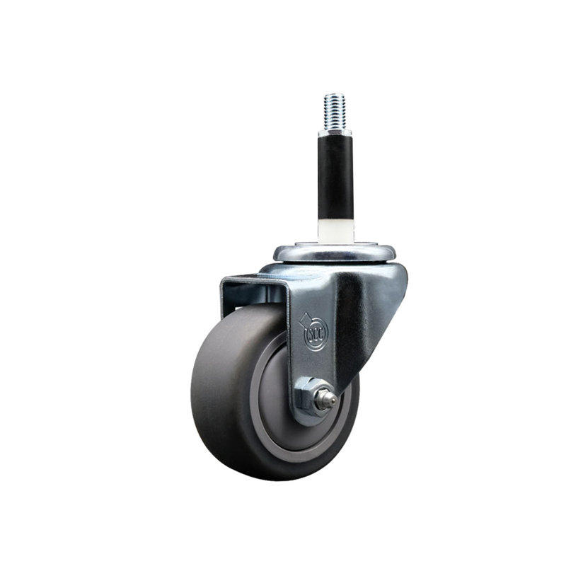 Roue extensible en caoutchouc thermoplastique de 3 po avec roulettes à tige extensible de 7/8 po SCC