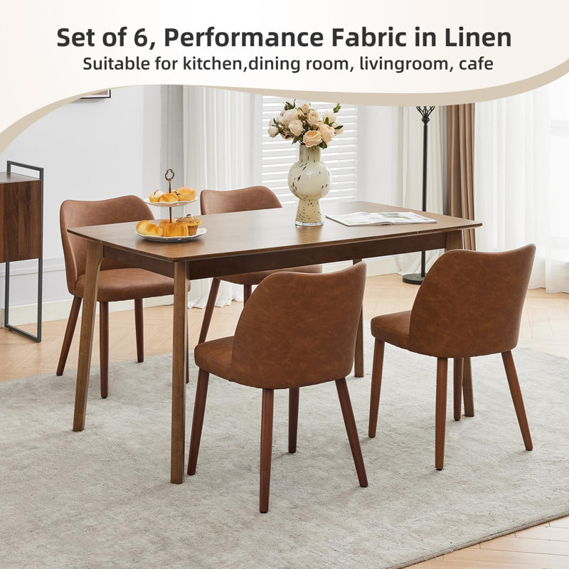 Dining Chair Set, Modern Upholstered Linen Armless Wingback Chair with Solid Wood Legs, Thick Cushion, for Dining Living Room Kitchen Office