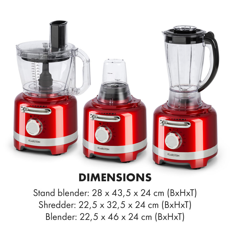 Klarstein 6 Speed 3000ml Countertop Blender, Red