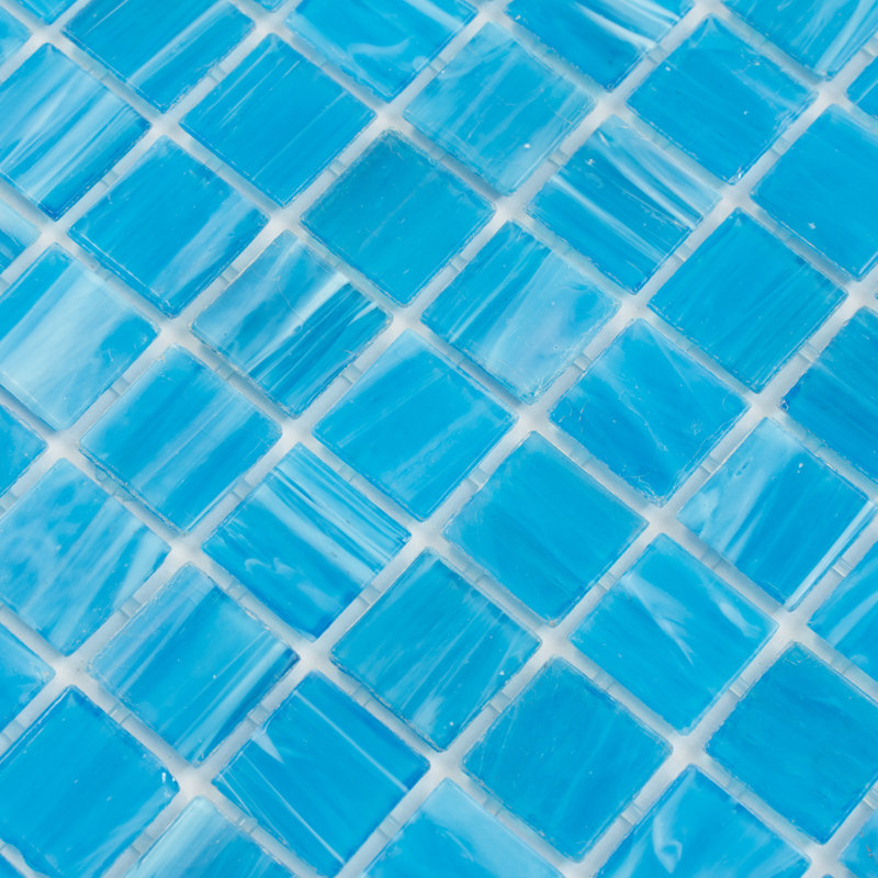 Celestial 0.8" x 0.8" Glass Grid Mosaic Wall & Floor Tile, Dodger Blue