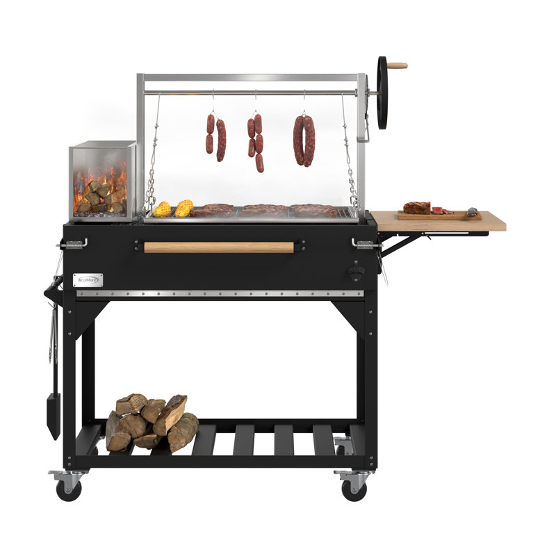 Barbecue d'extérieur réglable de 72 po en argent et charbon de bois Santa Maria