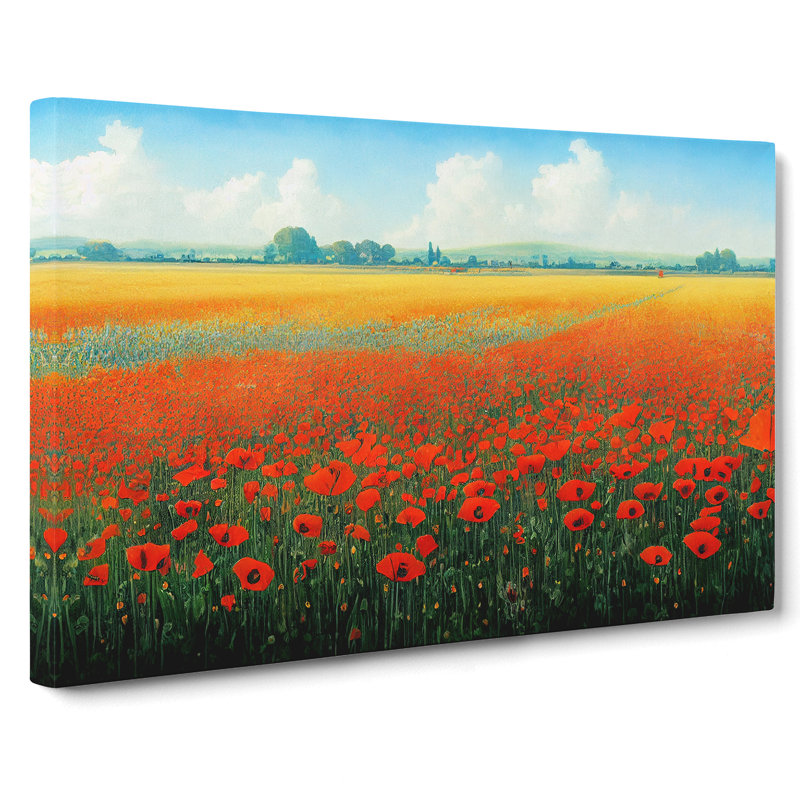Passionate Poppy Field Flowers - Wrapped Canvas, 50cm H x 76cm W x 3cm D