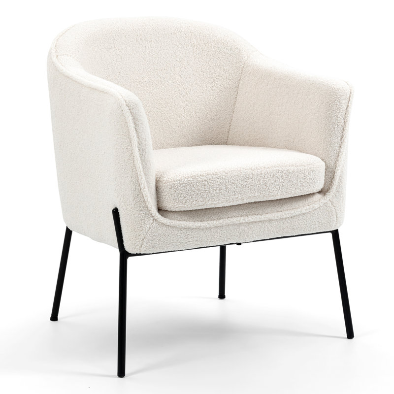 Bihter Boucle Barrel Chair, Beige