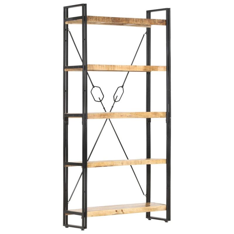 Bibliothèque en bois de manguier massif, Naturel, H 70,87 po x l 35,43 po x P 11,81 po