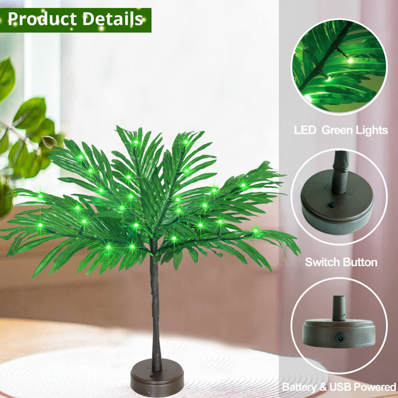 23 In Lighted Palm Tree Table Decor