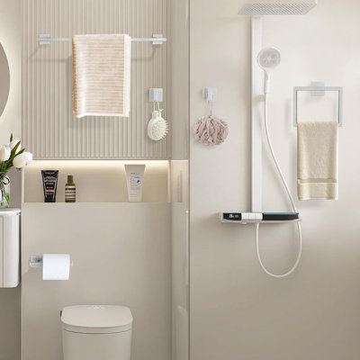 Ensemble de barre à serviettes, ensemble de quincaillerie de salle de bain 5 pièces, ensemble d'accessoires de salle de bain, porte-serviettes en acier inoxydable 23,6 pouces SUS304