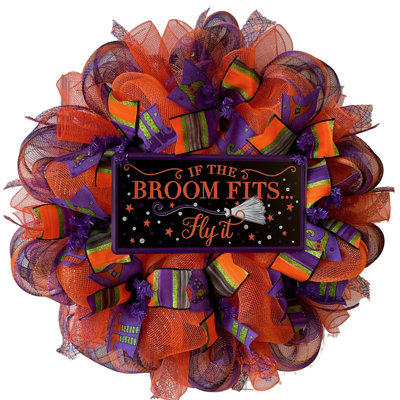 Halloween Wreath If The Broom Fits Fly it