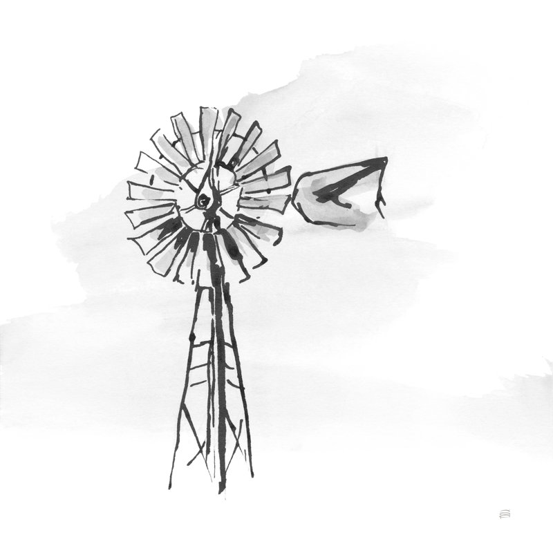 Windmill V BW by Chris Paschke - Wrapped Canvas Art Prints, 30cm H x 30cm W x 3.8cm D