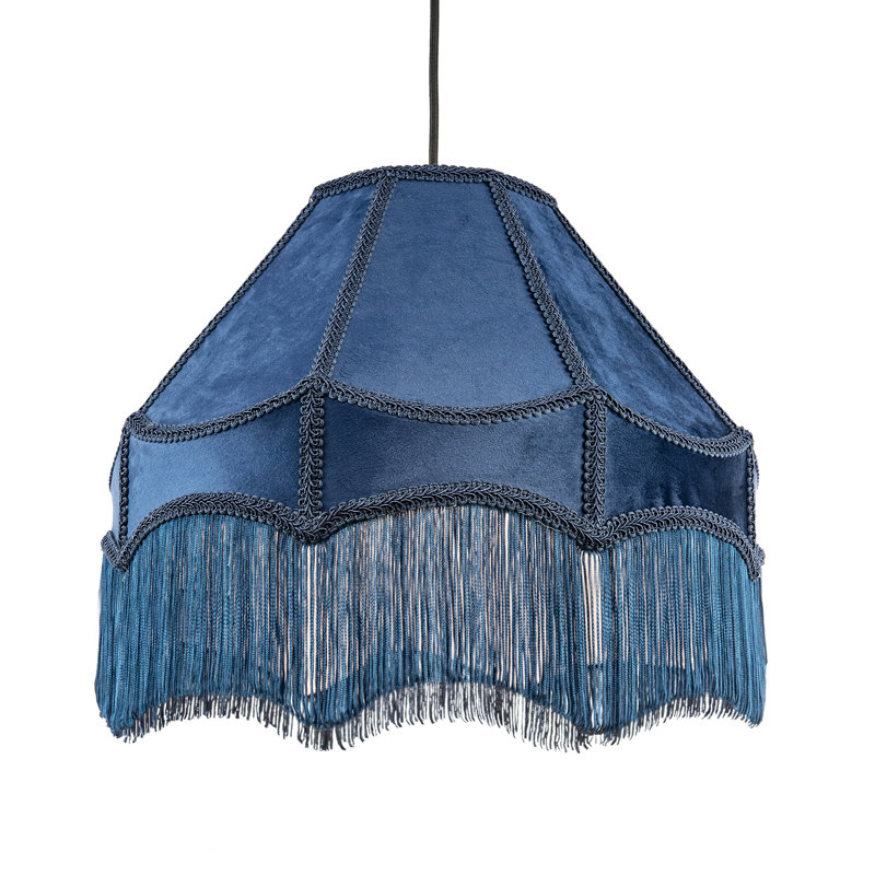 Velvet Empire Lamp Shade ( No Direct Attachment Method ), Blue, 26cm H x 40cm W x 40cm D