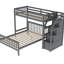 Lit mezzanine simple au-dessus d'un lit double avec espace de rangement - lit gris, convient à différentes tailles de matelas-1396635951