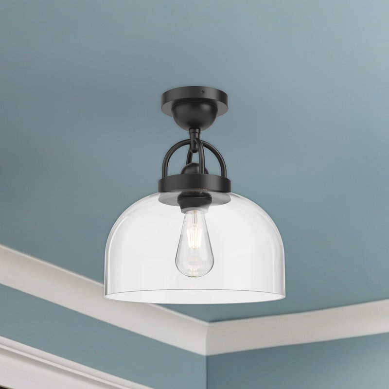 Alwaleed Glass Semi Flush Mount, Matte Black