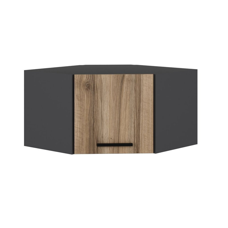 Minerva Corner Accent Cabinet, Anthracite/Walnut