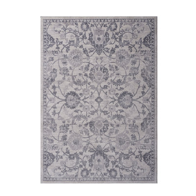 Collection Silver/Oriental Non-Shedding Living Room Bedroom Dining Home Office Stylish And Stain Resistant Area Rug