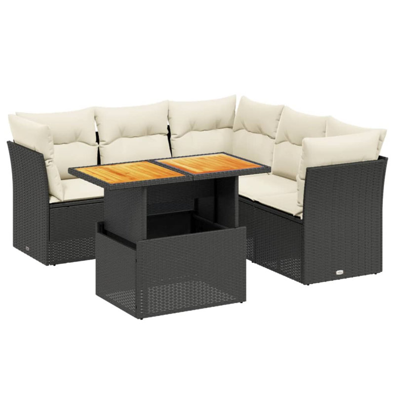 Ensemble de canapé de jardin Vidaxl, Noir