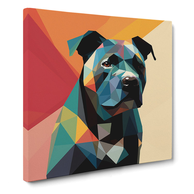 Staffordshire Bull Terrier Suprematism No.5 - Wrapped Canvas - Framed Print, 35cm H x 35cm W x 3cm D